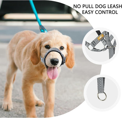 Gentle Dog Head Collar with Soft Nylon, Breathable Head Halter for Small Medium Large Dogs, Prevent Pulling Barking(S,Black)