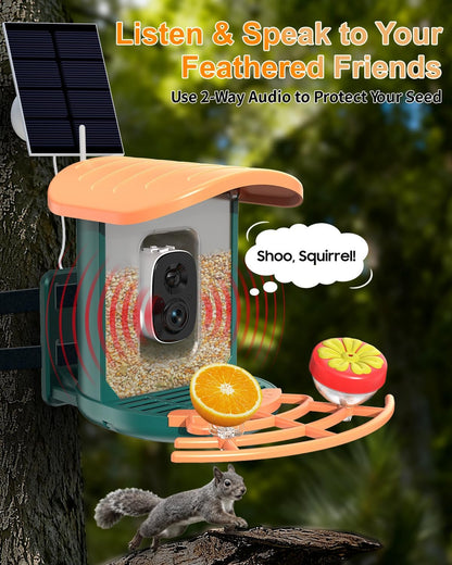 Bird Feeder with Camera, 2K HD Camera Birds Feeder with AI Bird Recognition, Solar Powered Smart Birdfeeder with App Control, Color Night Vision, Gift Box Package, Easy Install & Family Sharing
