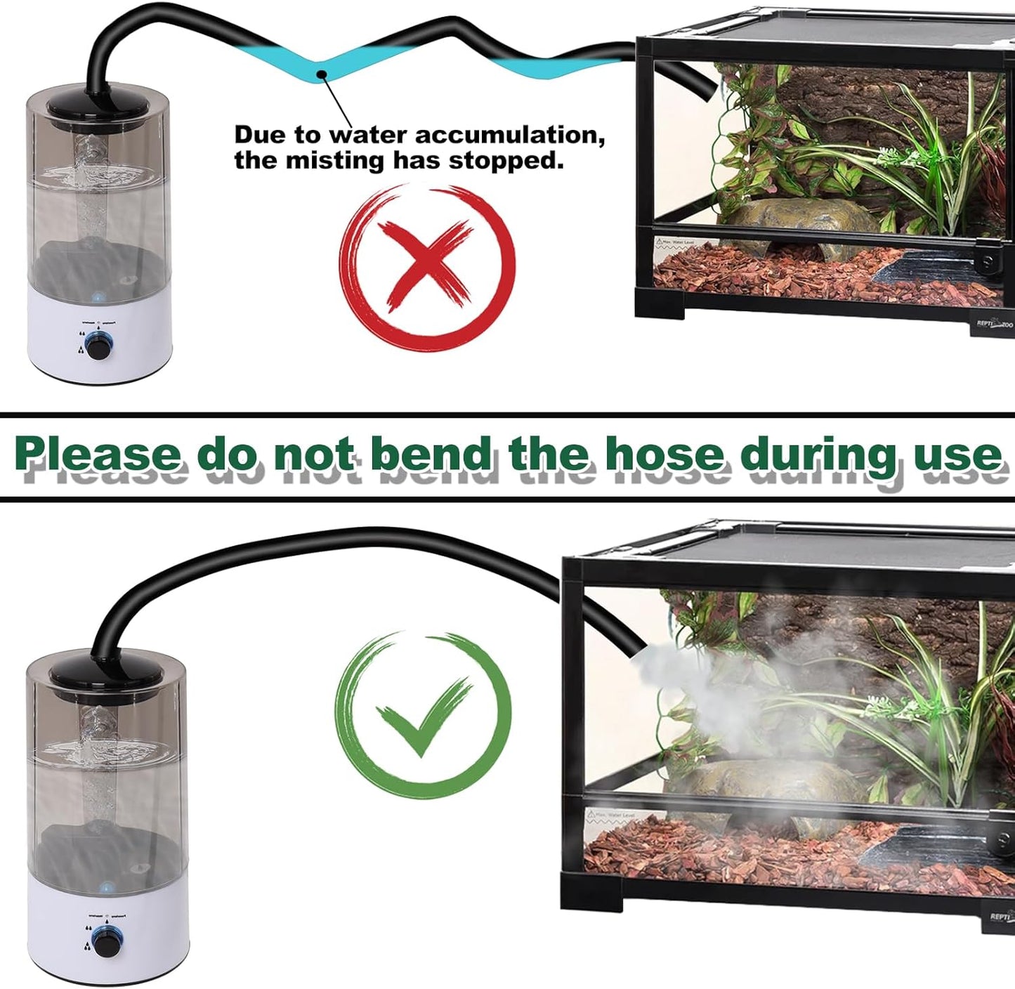 4L Reptile Humidifier Fogger with Extended Hose - Adjustable & Quiet Fogger/Mister for Chameleon, Bearded Dragon, Amphibians - Large Capacity(White)