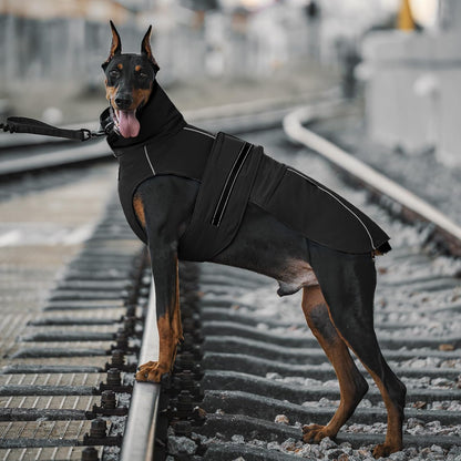OneTigris Dog Coat Waterproof Dog Jacket with Adjustable Buckle Hook & Loop Windproof Cold Weather Coats for Small Medium Large Dogs (Black, X-Large)
