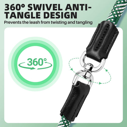 SlowTon Slip Lead Dog Leash, Adjustable 4-6 FT, 1/2” Rope, Heavy Duty Nylon Leashes with Padded Handle & Highly Reflective Threads, No Pull Training Leash for Medium Large Dogs 20-120lb (Green, S)