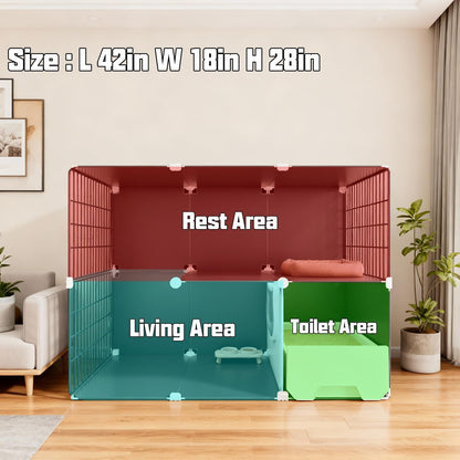 Cat Cage Cat Enclosure with Litter Box & Clear Sliding Door, Expandable Cat Playpen, Detachable Metal, Cat Cage Indoor and Outdoor, Ferret Cage