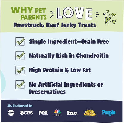 Pawstruck Premium Beef Jerky Dog Treat Chews, Medium 4"-6" Strips – Supports Hip & Joint Health, Rich in Glucosamine & Chondroitin, No Added Preservatives – 25 Count
