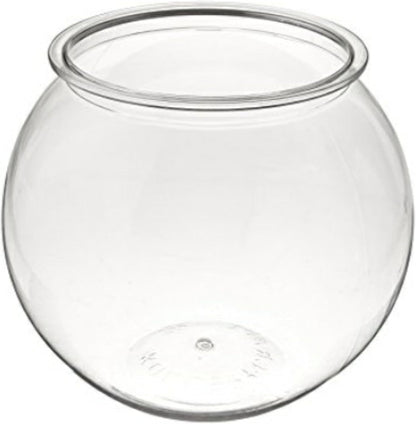 Aquatic Wonder 1 Gallon Fish Bowl: Round Crystal Clear Plastic is Break-Resistant and Light Weight. Ideal for Betta Fish Aquarium, Home décor and Party Drinks