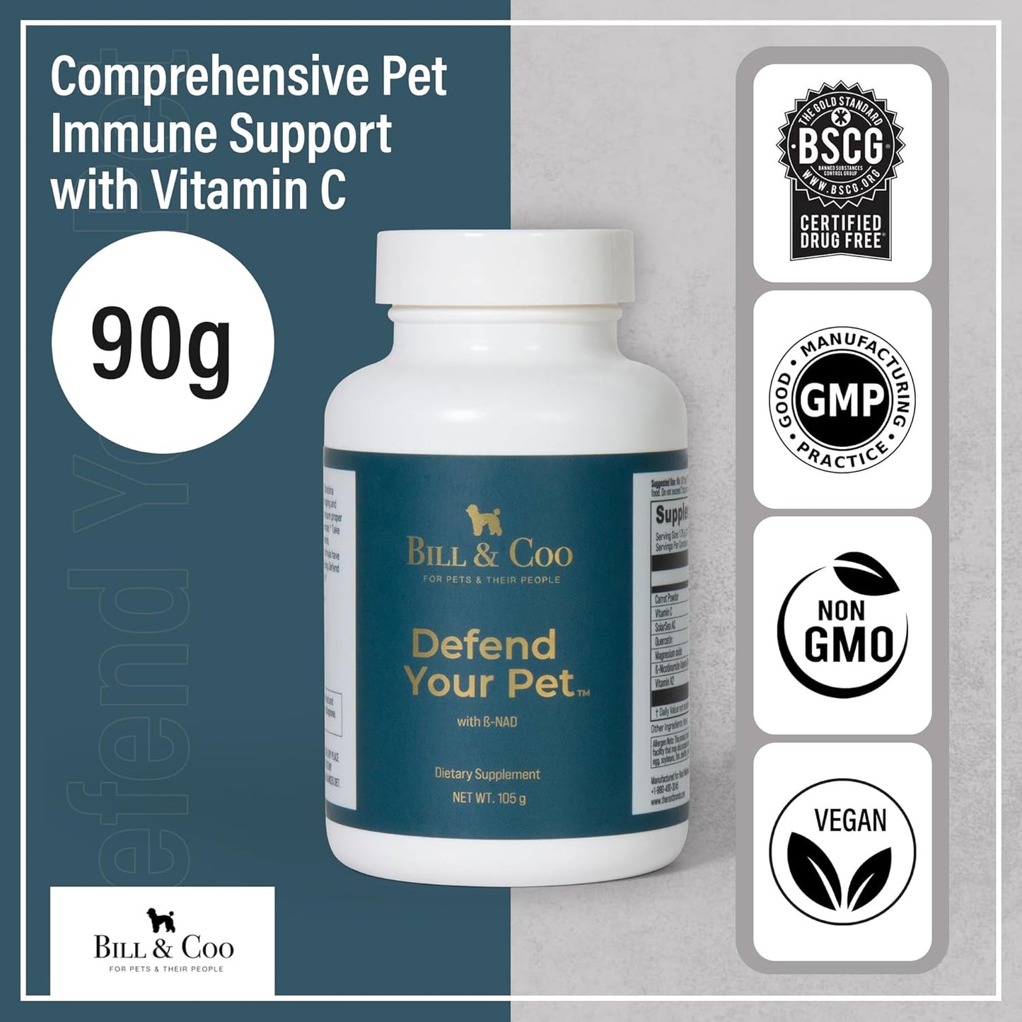 BILL & COO Complete Pet Wellness Bundle – Probiotic & Prebiotic Gut Support + NAD Immune Booster – Daily Digestive & Cellular Health Supplements for Dogs & Cats – Natural Powder Formula, 3-Pack