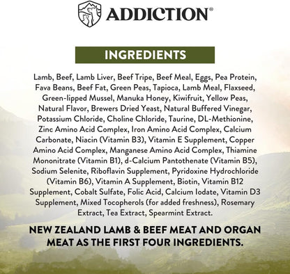 Addiction Wild Islands Highland Meats - Grass-Fed Lamb & Beef - Whole Prey Diet with Meat & Organ Meats - High-Protein Grain-Free Dry Dog Food for Adult Dogs - 20lbs