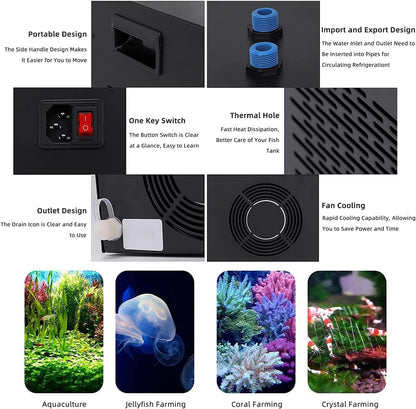 Aquarium Chiller 160L/300L/500L Fish Tank Jellyfish Aquarium Hydroponic Cooler Aquarium Water Chiller Fish Tank Cooling Machine (500L)