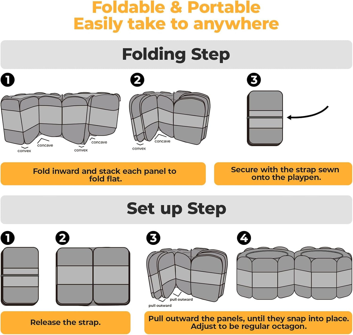 2-in-1 Pop Up Cat Playpen, Detachable into 2 Separate Pens, Assembly-Free Portable Puppy House Collapsible Dog Crates Pet Pen Tent Kennel Kitten Enclosure Cage Indoor Outdoor Foldable(M)