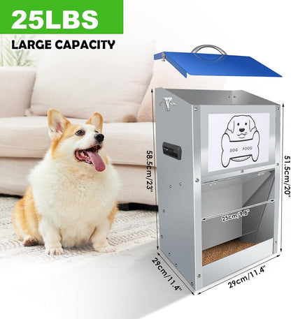 Galvanized Automatic Dog Feeder,Automatic Gravity-Fed Dog Feeder for Indoor & Outdoor Use,25LBS Capacity Food Dispenser for Small, Medium, and Large Breeds