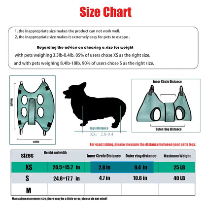 Pet Grooming Hammock with Safety Belt for Nail Trimming and Bathing - Cat and Dog Grooming Harness with Claw Care Bag (XS, Check Size Chart)