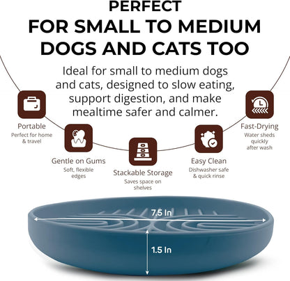 Slow Feeder Dog Bowls, Dishwasher Safe, Non-Slip Base, BPA-Free Slow Eating Dog Bowl (Stone Gray, 2-Pack)