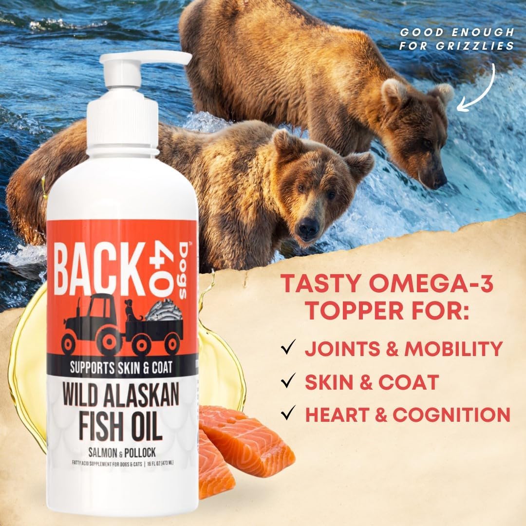 BACK 40 Dogs Kelp Powder Multifunctional Supplement (453g) and Wild Alaskan Fish Oil (473 ml) - Supplements for Optimal Pet Health