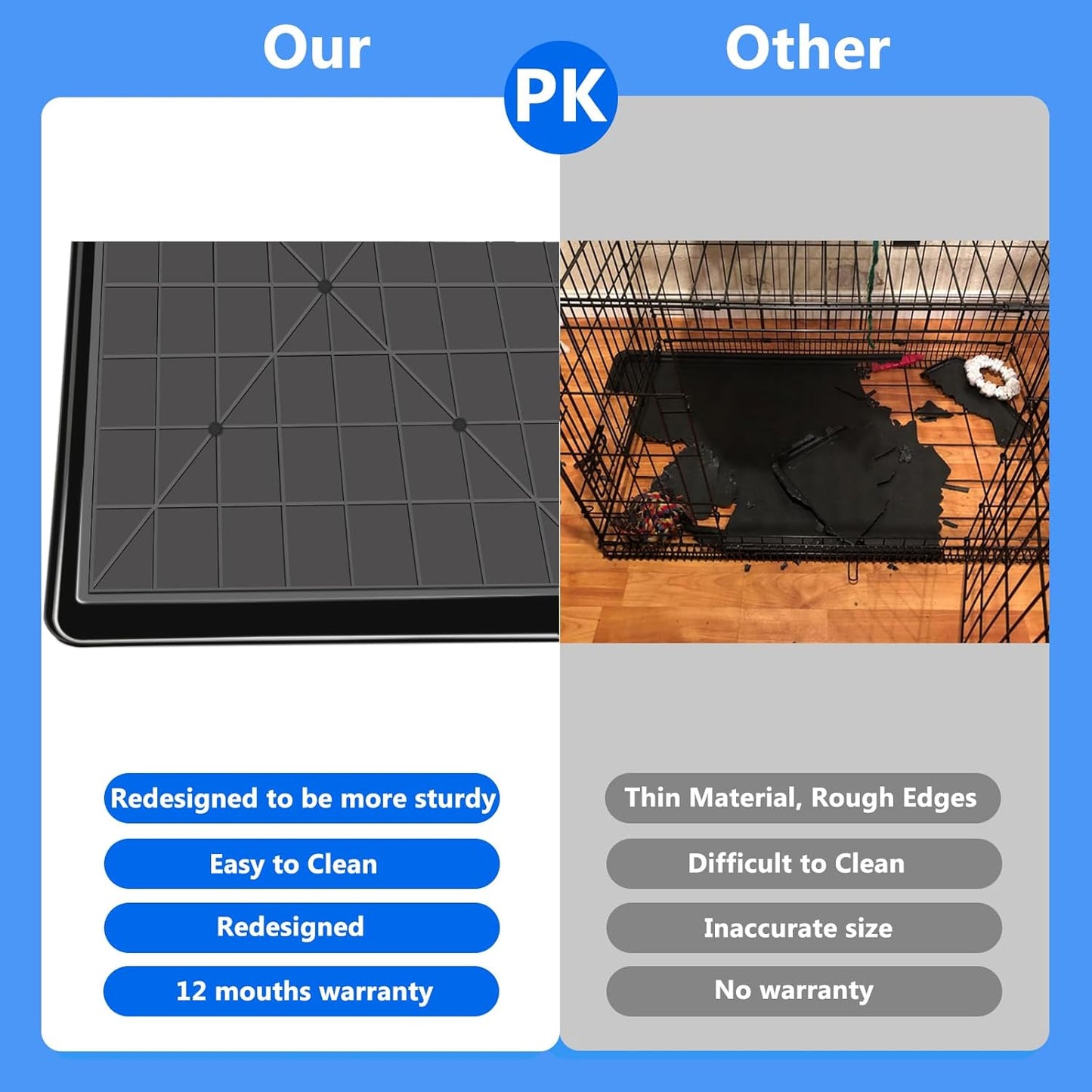 Durable Dog Kennel Tray ChewProof Replacement 41" - Easy Clean Super Composite Pan for Metal Cage - Tough Floor Liner for Pet Kennel Crates