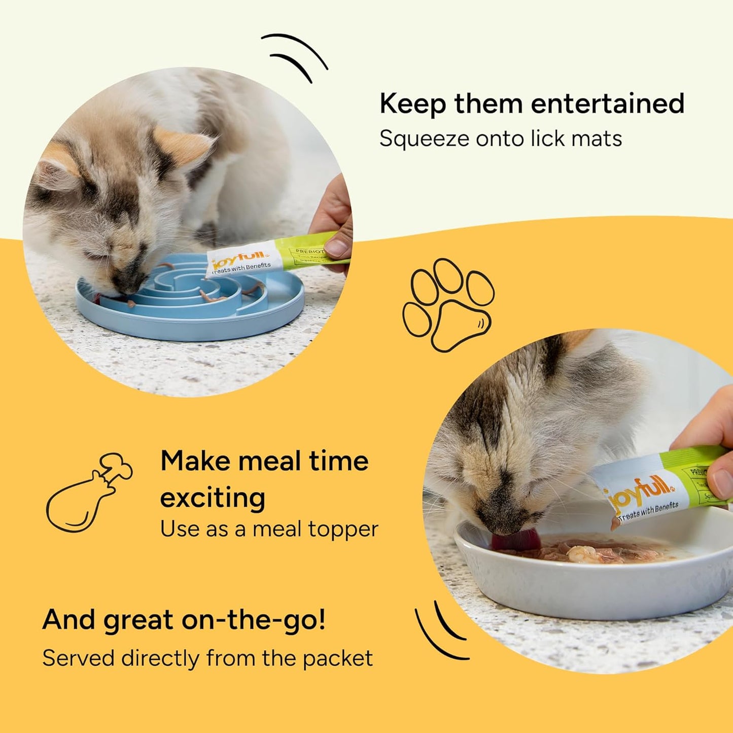 Joyfull Lickable Cat Treats with Prebiotics – Wild-Caught Tuna Squeeze Treats – Supports Digestive Health – 24 Tubes (0.5 oz Each)