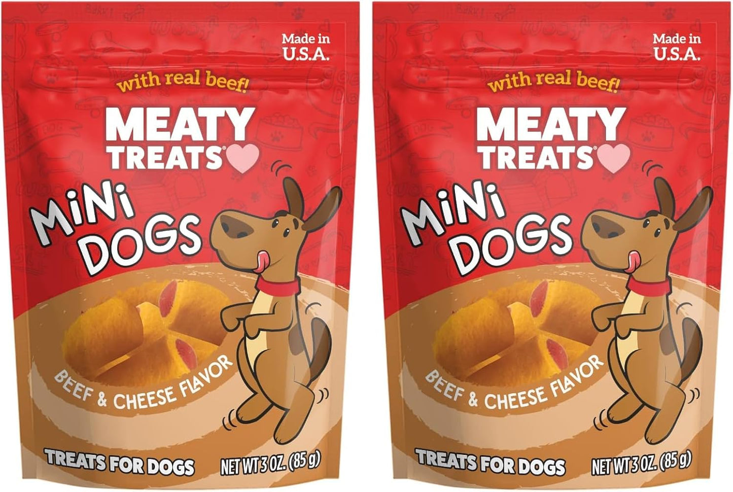 Meaty Treats Mini Dogs Beef & Cheese Flavor Soft & Chewy Dog Treats, 3-oz. (Pack of 16)