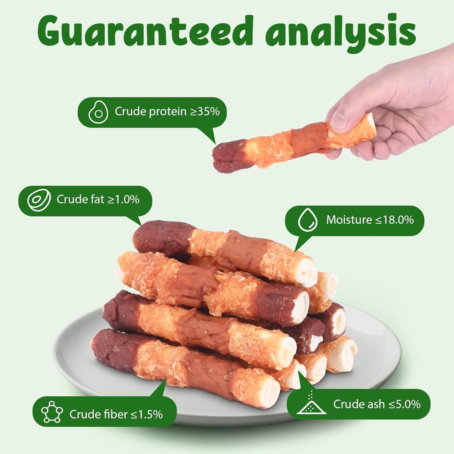 Triple-Flavor Rawhide Chews for Medium & Large Dogs - 5 Inch Chicken, Beef & Chicken Liver Dental Treats - Long Lasting Chew Sticks 227g/0.5lb