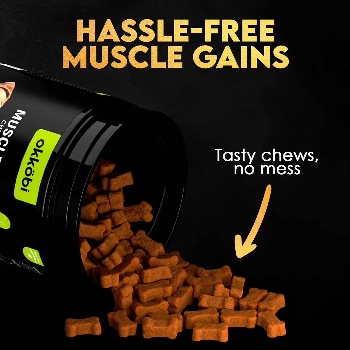 11-in-1 Muscle Gain Chews - Weight Gain Supplements for Dogs with High Protein & Amino Acids - Premium Muscle Builder for Bully & All Breeds - Healthy for Puppies - 150 Chews - Duck