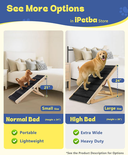 Dog Ramp for Bed & Couch for Small Dogs - Joint-Friendly, Anti-Slip, Folding, Adjustable, Portable, Up to 35 lbs