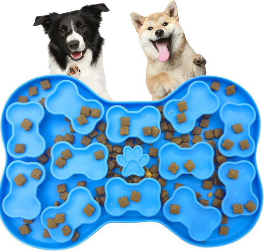 Fhiny Silicone Snuffle Mat for Dogs, Dog Puzzle Feeder Lick Mat with Suction Cups Puppy Slow Feeder Bowl for Dry and Wet Food Interactive Smell Training Encourages Natural Foraging Skill(Blue)