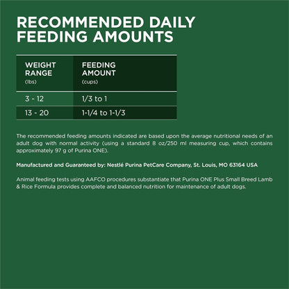 Purina One Small Breed Plus High-Protein Dog Food Lamb and Rice Formula Dry Dog Food - 7.4 lb. Bag