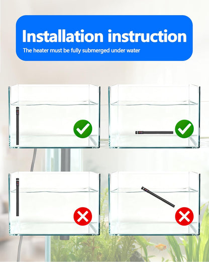 50W Titanium Aquarium Heater with LED Digital Display & External Controller – Submersible Fish Tank Heater, Precise ±1.8℉, IP68 Waterproof, for 3-7 Gallon Freshwater & Saltwater Tanks