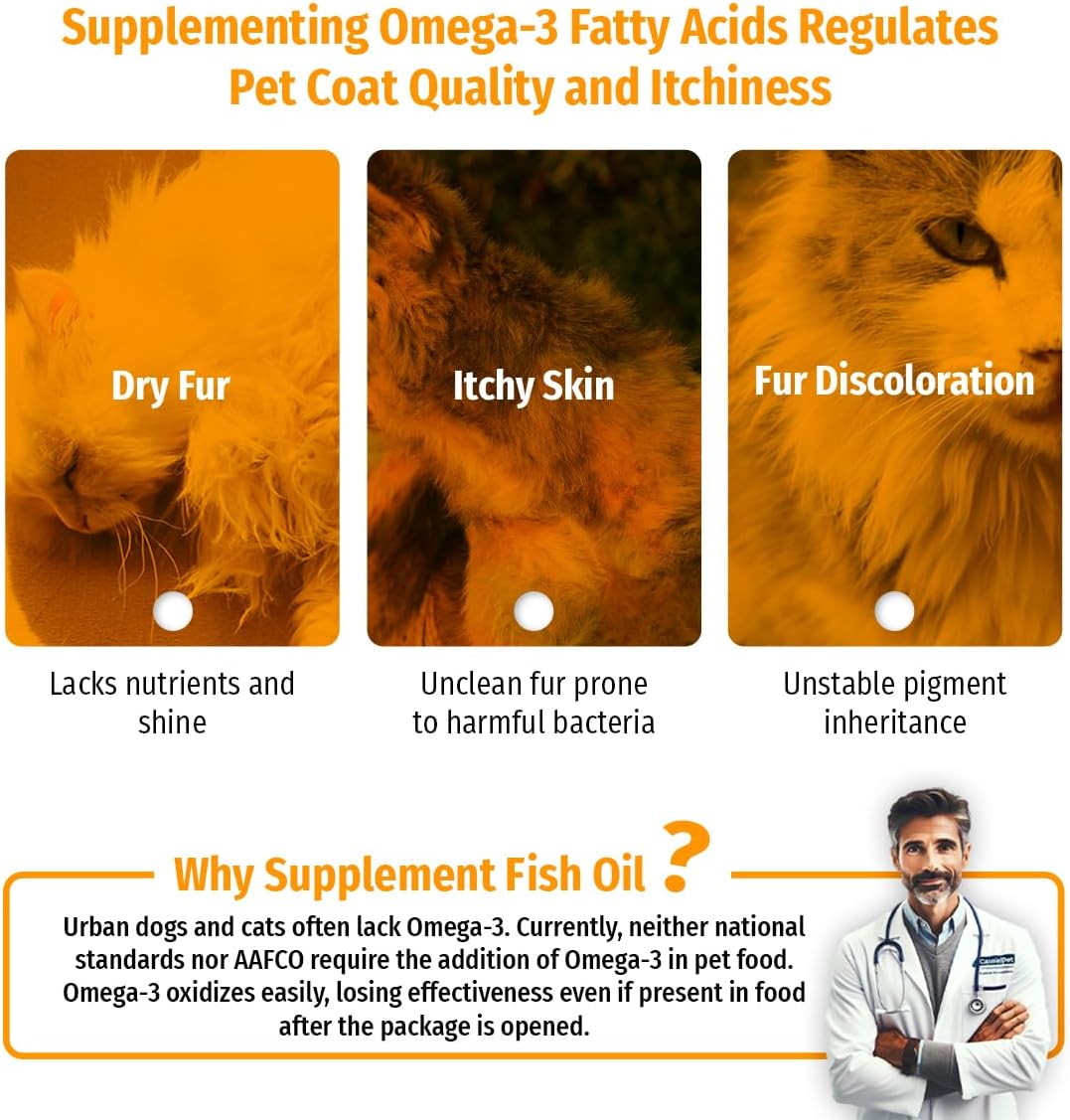 Fish Oil for Dogs, Wild Alaskan Salmon Oil for Dogs & Cats, Fish Oil, Omega 3 EPA DHA, Less Shedding, Promotes Heart, Itching, Healthy Skin and Coat, Joint & Immune Health, 10.15 oz Liquid