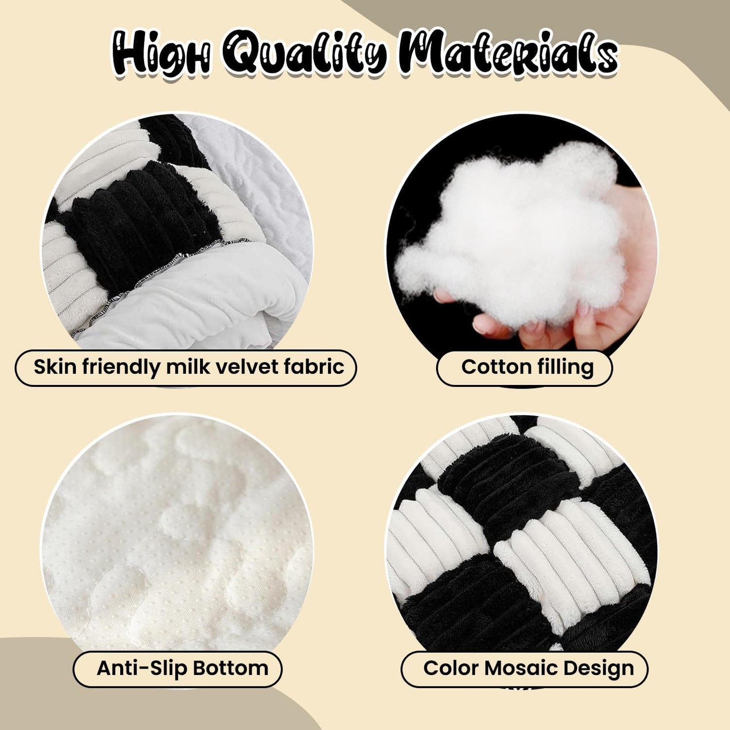 Backseat Pet Bed Mat,Dog Bed for Car,Dog Seat Cover for Car Back Seat, Non-Slip Travel Pet Mat, Fit for Backseat Extenders and Seat Covers (Black&White)