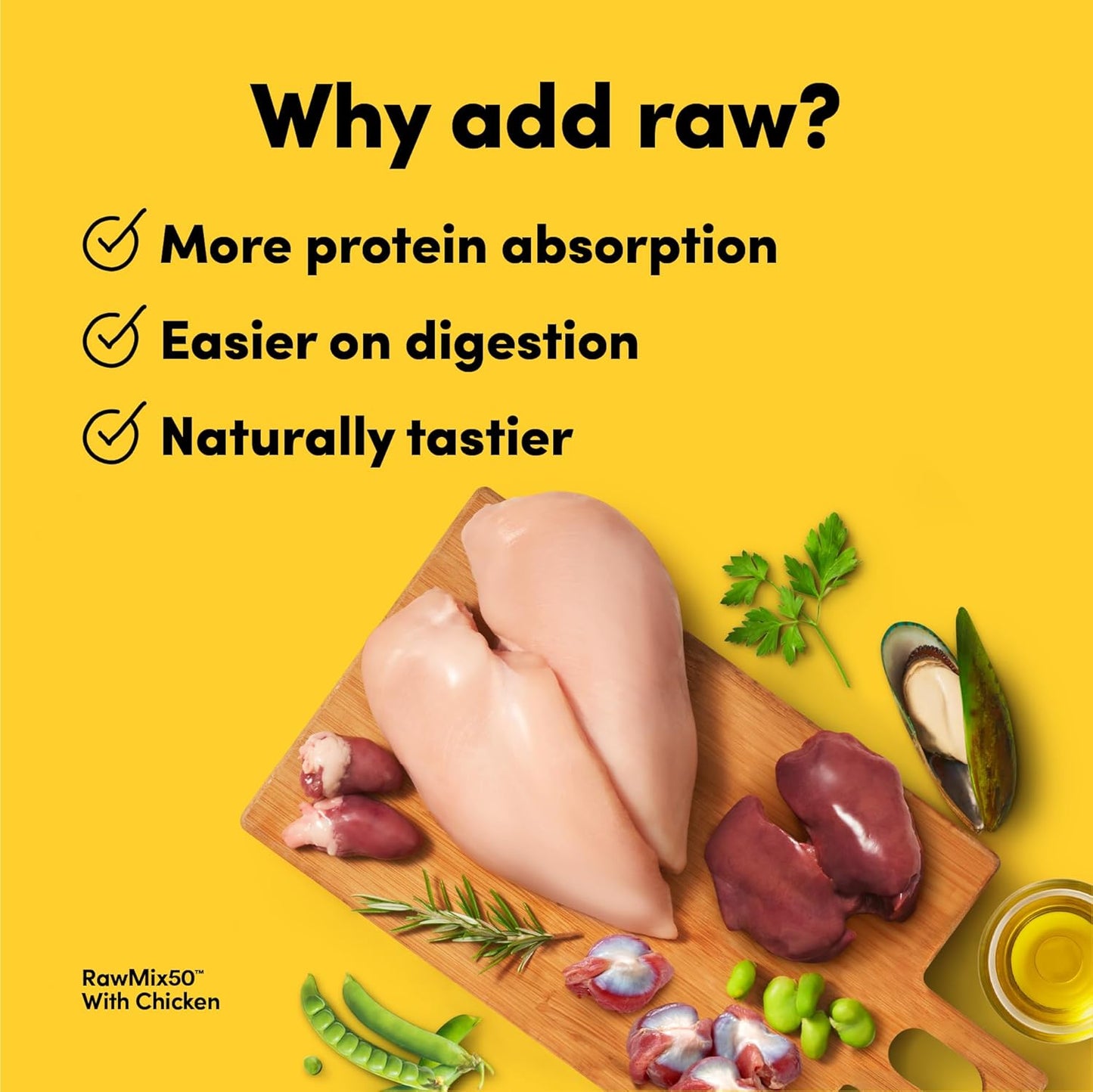 RawMix50 Premium Freeze-Dried Raw Cage-Free Chicken Dog Food (4lb) and 100% Cage-Free Chicken Liver Freeze-Dried Raw Dog Treats (3oz)