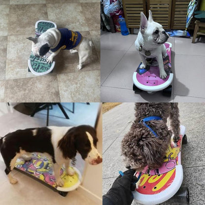 Dog Skateboard, Dog Skateboard for Bulldogs, Cat Skateboard Pu Wheels Pet Skateboard Complete Designed for Dogs and Pets(Yellow)