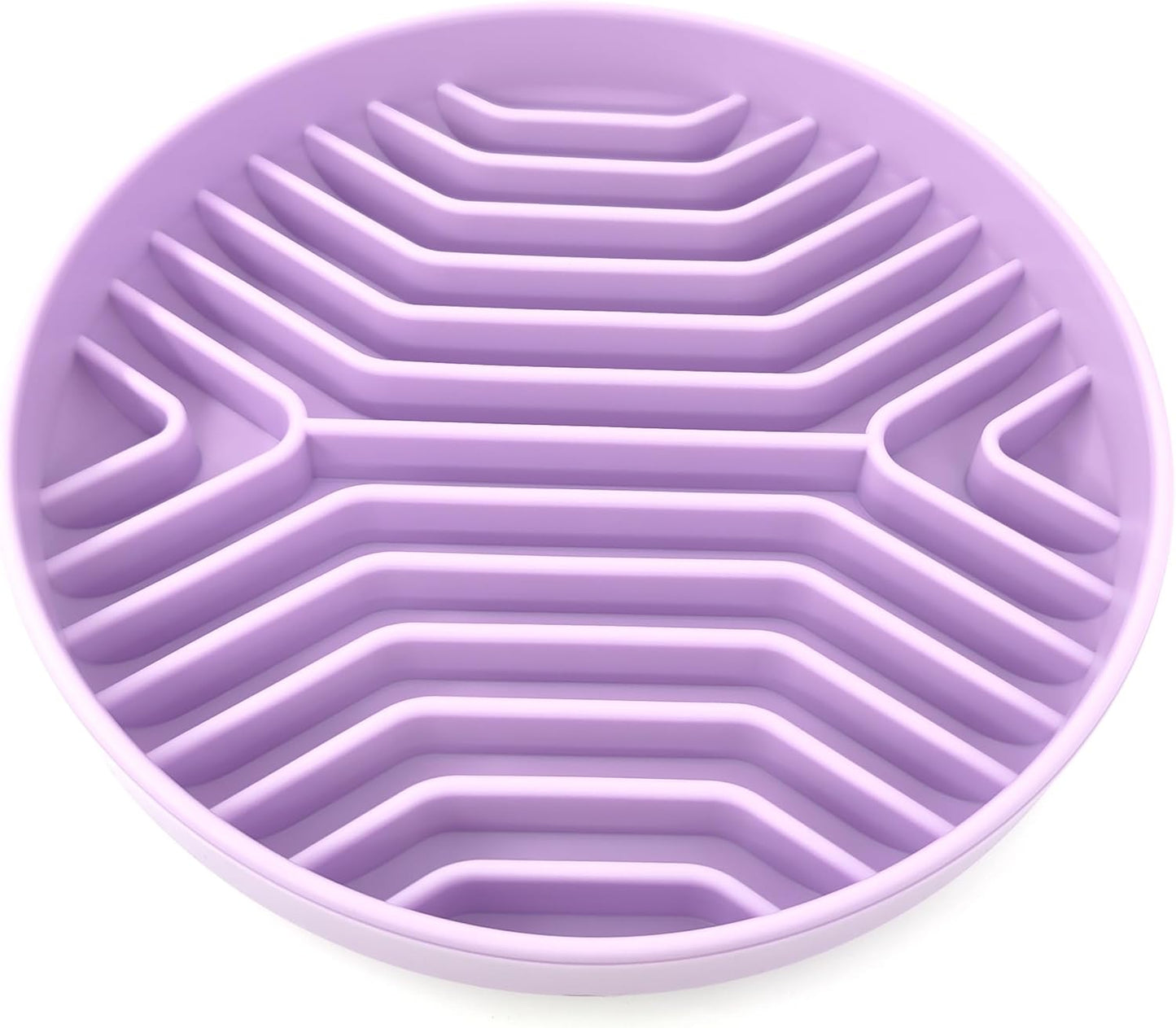 Slow Feeder Dog Bowl, 7.8 x 7.8 inches, Silicone Pet Puzzle Bowl with Suction Base, Foldable (Purple)