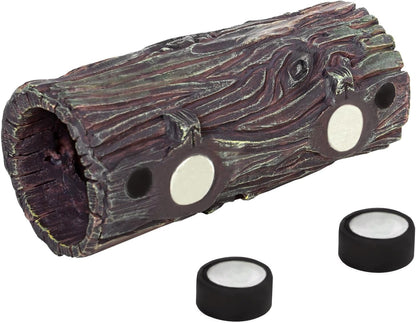 REPTIZOO Magnetic Reptile Hide Cave Resin Hollow Tree Trunk Hideout, Gecko Hide with Strong Magnetic Climbing Toy Reptile Tank Accessories for Crested Gecko,Lizard, Terrarium Decor