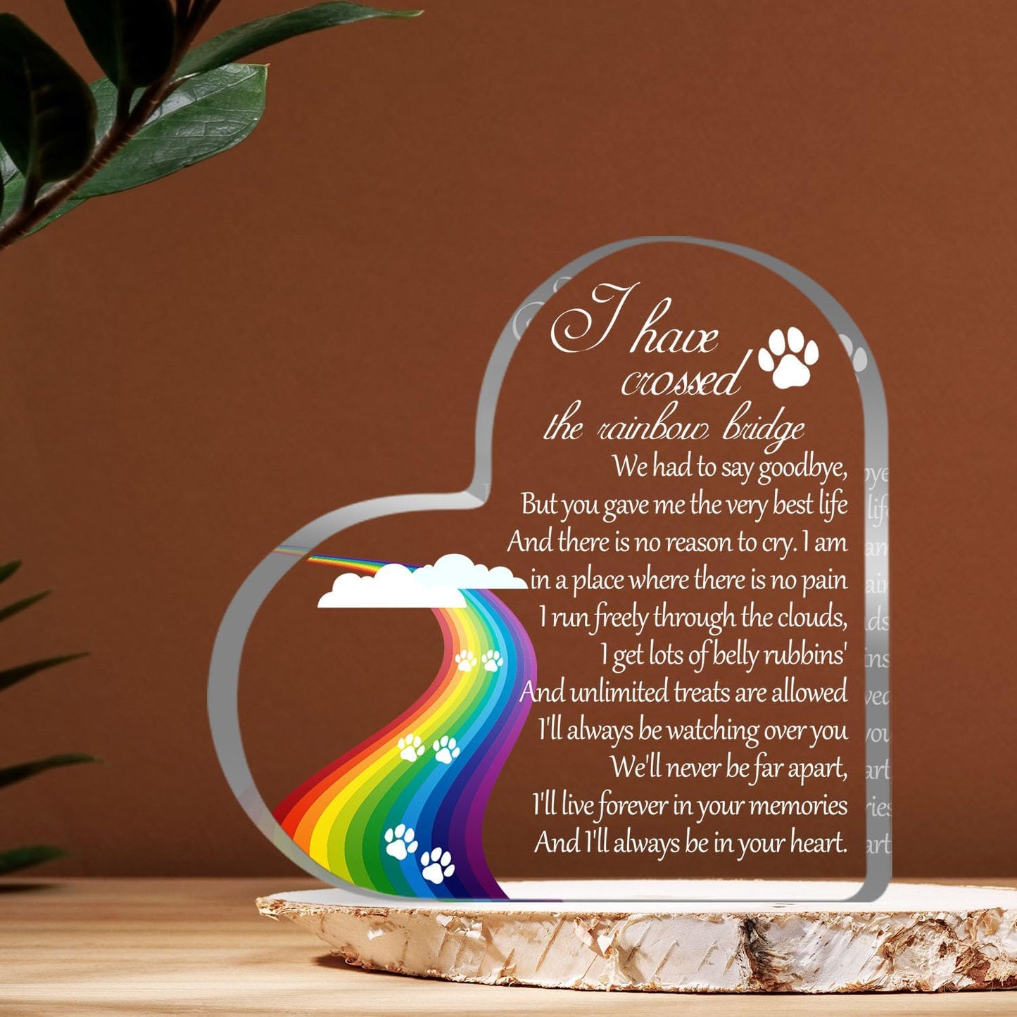 Pet Memorial Gifts, Sympathy Gift for Loss of Dog Cat, Pet Memorial Acrylic Rainbow Bridge Decorations Condolences Gifts for Pet Loss Remembrance Keepsake