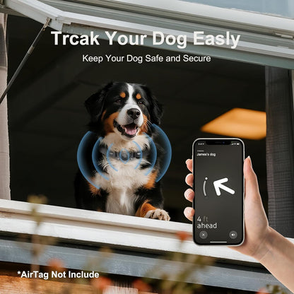 Leather AirTag Dog Collar - IPX8 Waterproof Dog Collar with AirTag Holder|Reflective, High - End, Adjustable Soft Padded |Dog GPS Collar Tracker Fit for Medium Large Dogs (Black, XL)