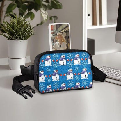 Christmas Snowman Print Dog Training Treat Pouch Hands-Free Dog Walking Bag Dogs Food Dispenser Portable Zipper Pet Training Pouch