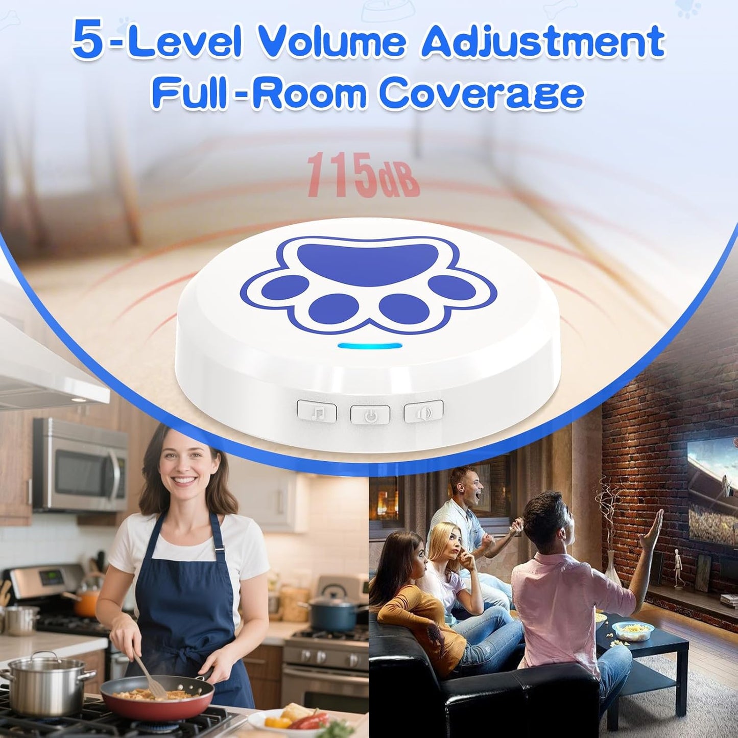 ChunHee Dog Training Bells for Door - Dog Door Bell for with 28 Custom Sounds | Dog Bell for Door Potty Training | Chew-Proof & Adjustable Volume (0-115dB) | Teach Puppies to Signal to Go Outside