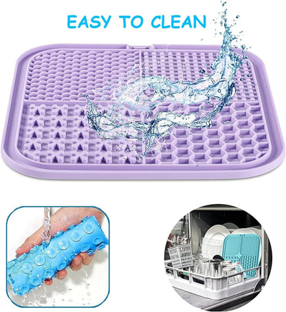 Lick Mat for Dogs and Cats, 7.9inch Licking Pad with Suction Cups, Slow Feeder Pet Bowls for Training and Bathing Grooming Large 4Pack