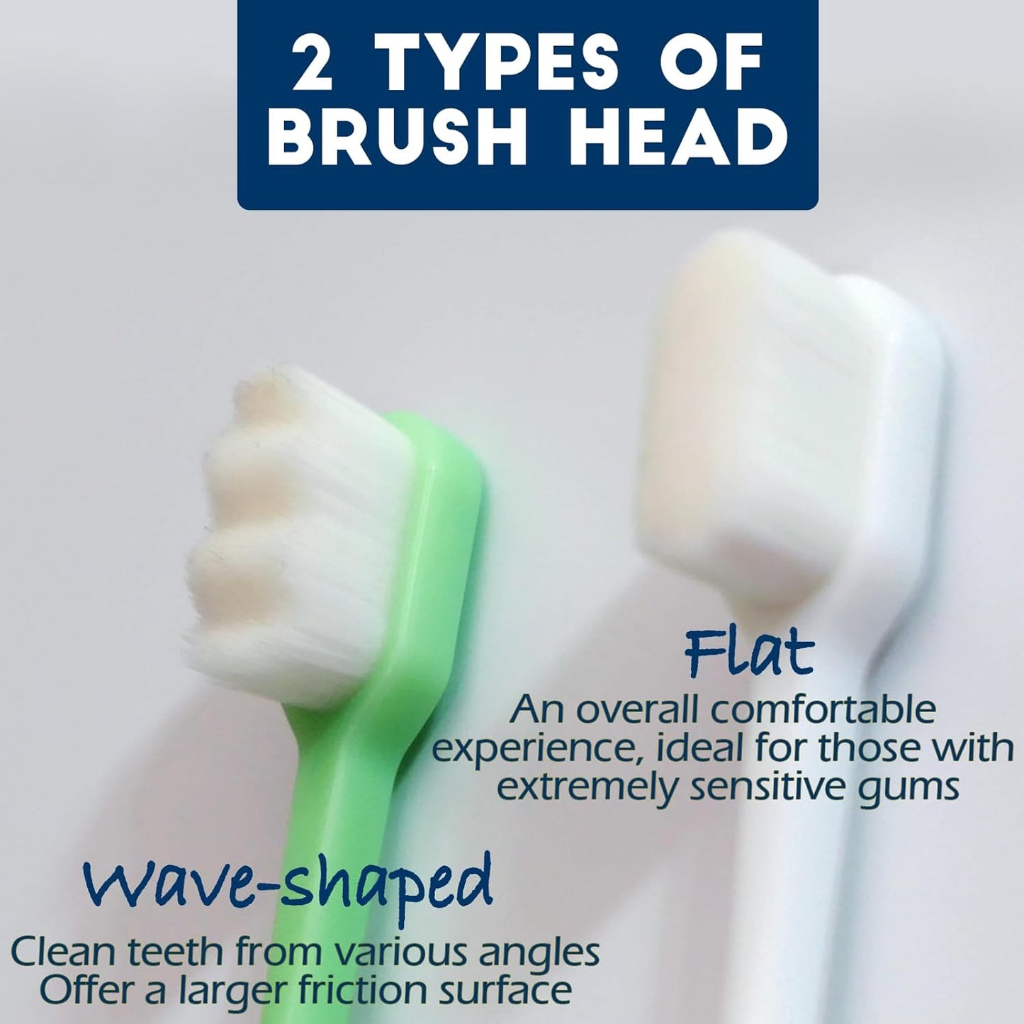 Dog Toothbrush Kit 4 Pack, Ultra Soft Dog Tooth Brush for Medium to Large Dogs & Cats, Pet Tooth Brushing Kit for Easy Dental Cleaning, Soft Bristles, 2 Green Wave Head & 2 White Flat Head