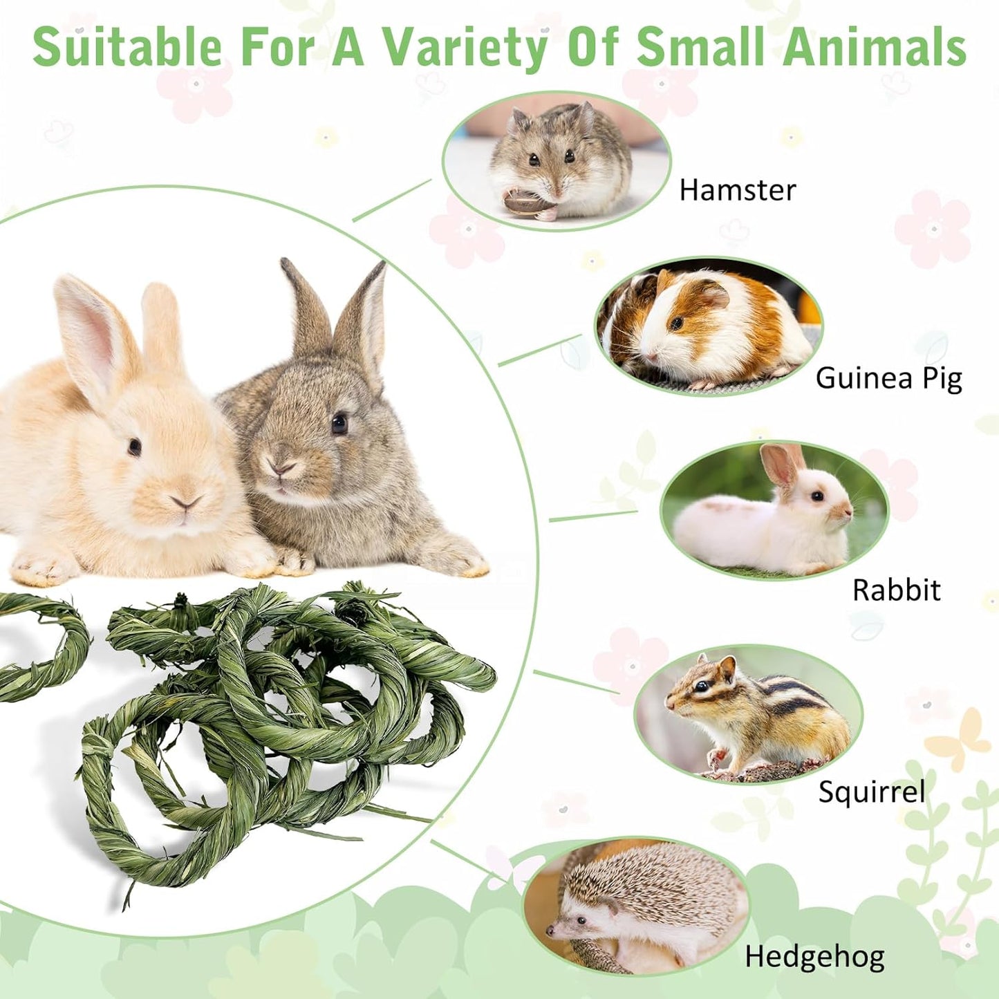 Hamiledyi 12 PCS Natural Rabbit Timothy Hay Toy Donut Guinea Pig Chew Toys Handmade Small Animals Treats Timothy Grass Molar Teeth Grinding Snacks for Bunny Chinchilla Hamster Gerbil Rat