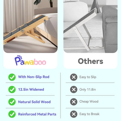 2025 Upgraded Dog Ramp for Couch, Foldable Small Dog Ramp for Low Bed, 4 Adjustable Height from 13'' to 21", Portable Stable Pet Steps with Non-Slip Pad, Pet Ramps Use for Sofa Couch Stairs