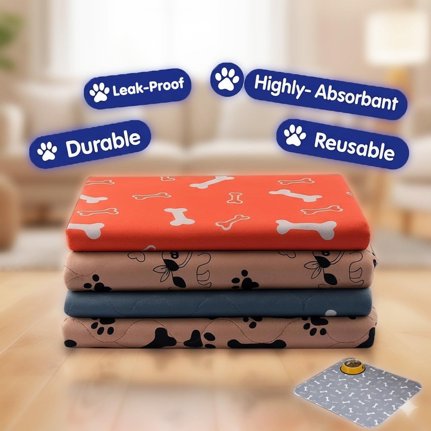 Puppy Pads with pheromones, Reusable Puppy Pads for Dogs & Cats, Washable, Durable Leak-Proof & Anti-Slip Pet Training Pads for Home & Travel(Red, L: 35.4" × 31.5")