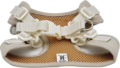 Small Dog Harness – Adjustable Soft Cotton & Breathable Mesh Pet Vest, Comfortable No-Pull Design with Stainless Steel D-Ring for Walking and Training (Beige, Small)