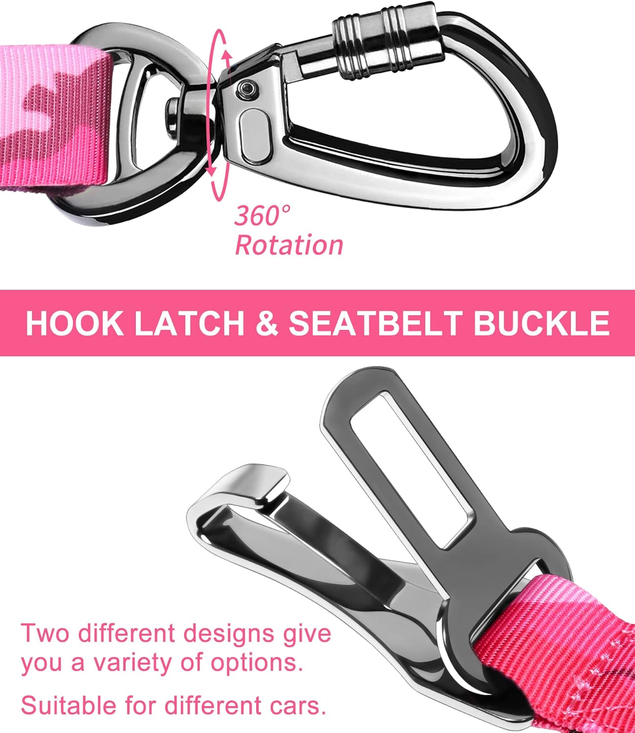 Hotsky Tactical Dog Seatbelt Harness for Medium Dogs No Pull Adjustable Military Service Dog Vest Reflective Pet Harness with Handle Molle Loop Panels for Training Walking Running(Pink Camo, XL)