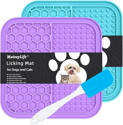 MateeyLife Lick Mat for Dogs & Cats with Suction Cups, 2PCS Slow Feeder Bowls, Small Lick Mat for Anxiety Relief, Dog Toys to Keep Them Busy, Enrichment Toys for Bathing, Cat Licking Pad for Boredom