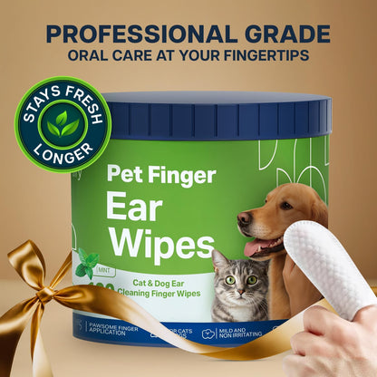 Dog Ear Wipes - 100 Value Pack - Mint Ear Wipes for Dogs, Vet Formulated Pet Ear Wipes for Dogs & Cats – Effective Dog Ear Cleaner for Itch Relief, Wax & Odor