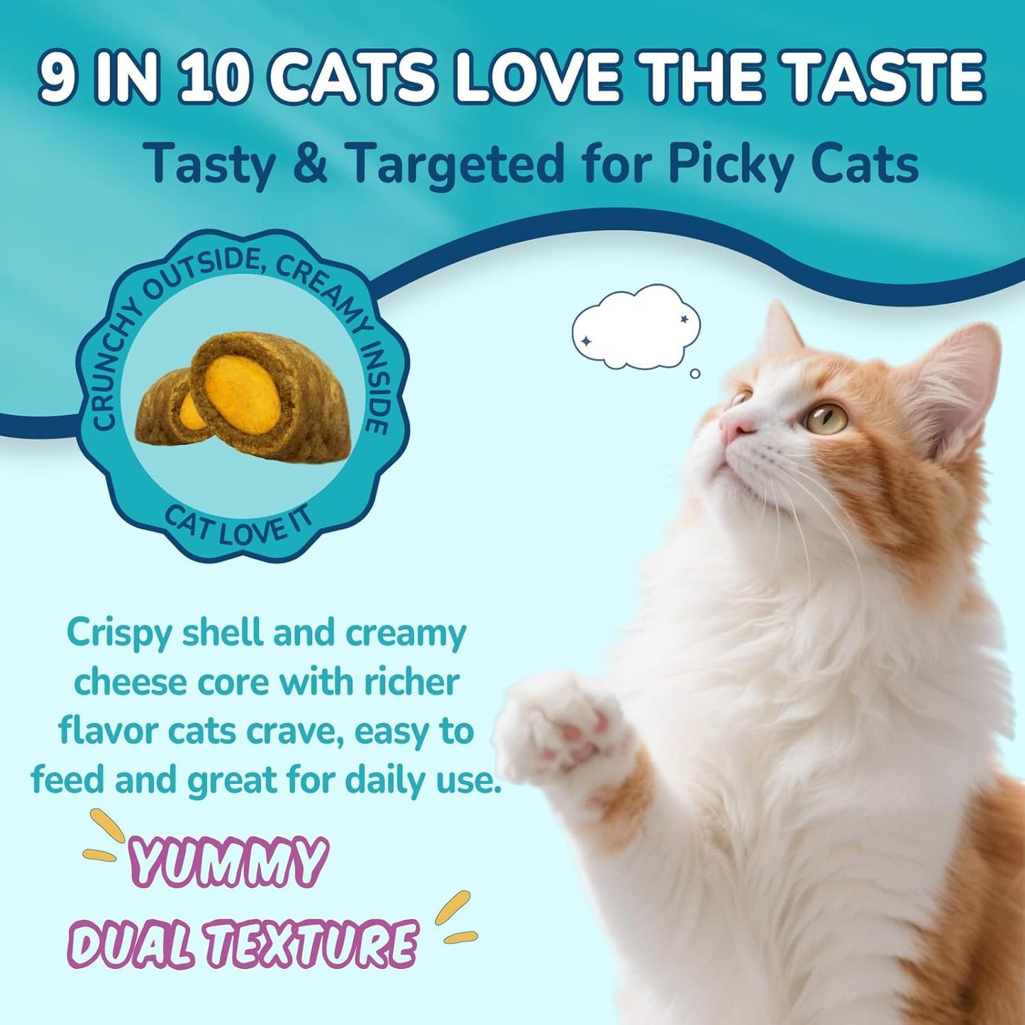 Cat Calming Treats, 500 Crunchy & Creamy Calming Chews for Cats, Natural Calming Cat Treats to Manage Stress & Anxiety, Tasty Calm Chews Supplement, Chicken Flavor
