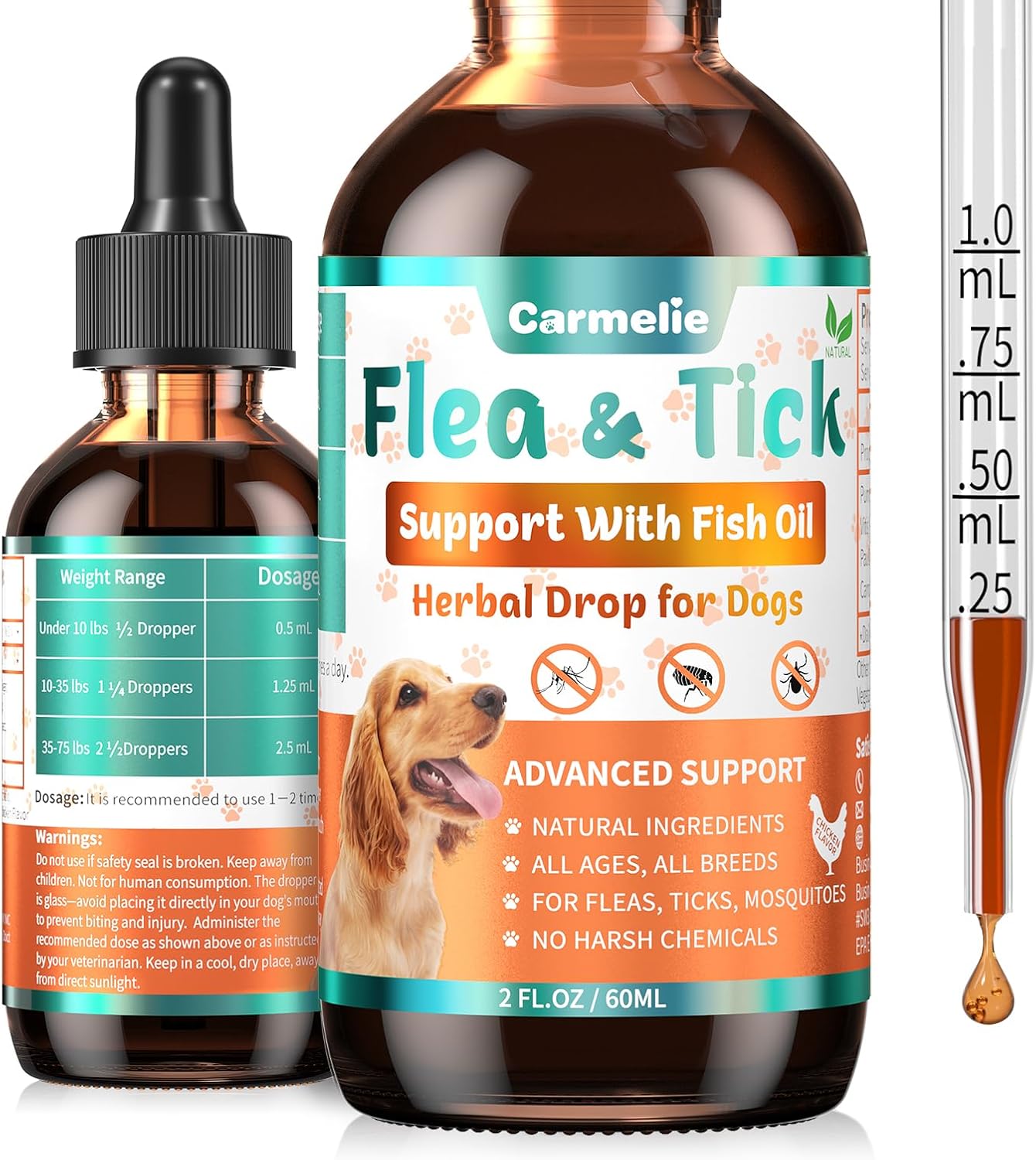 Flea and Tick Support Bundle for Dogs and Cats – Oral Flea Drops for Cats + Flea Drops for Dogs – Natural Flea Prevention for All Breeds & Ages