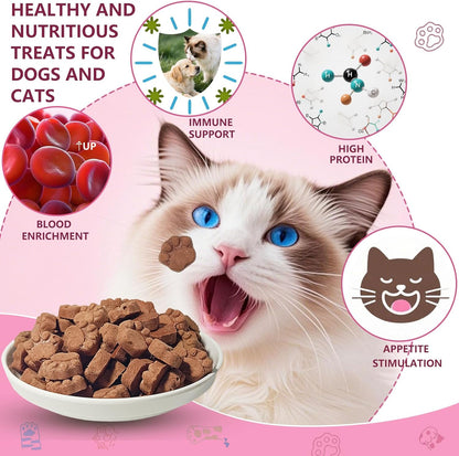 Freeze-Dried Cat Treats, Rabbit Blood Pet Food for Dogs, Iron-Rich Dog Cat Treats, High Protein Training Treats, Grain Free, Gluten Free, Filler Free 4.5 oz