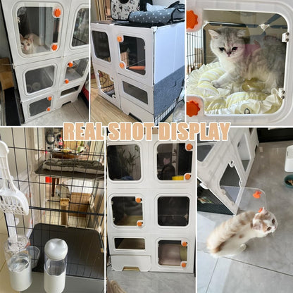 Cat Cage Cat Enclosure with Litter Box, Cat Playpen Detachable Metal, Cat Cage Indoor and Outdoor, Ferret Cage, Rabbit Cage