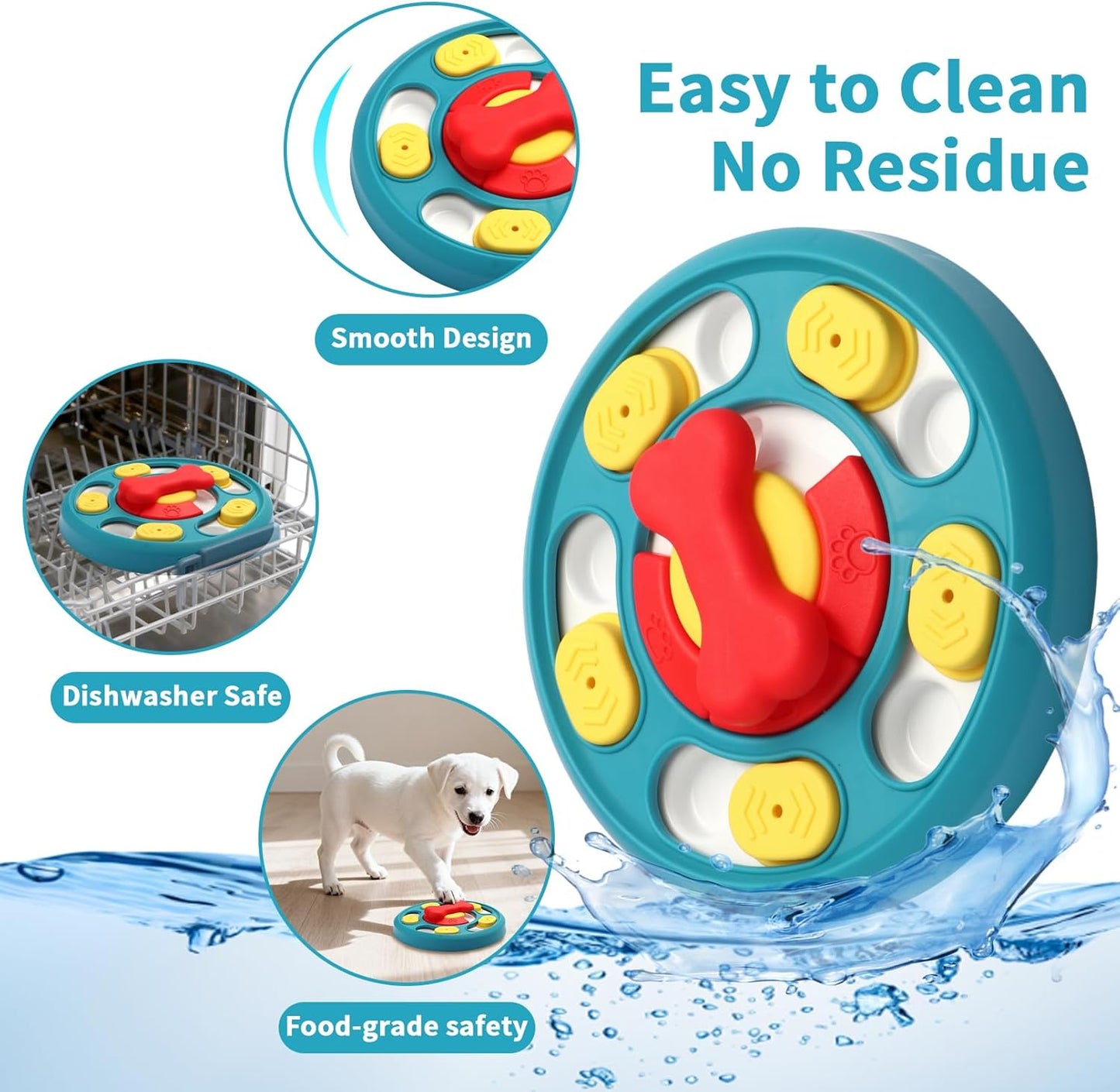 Interactive Dog Toys, Dog Puzzle Toy, Treat Dispensing Enrichment Toys, Food Feeder Toys for IQ Training & Mental Enrichment, Slow Feeder Bowl for Small Medium Large