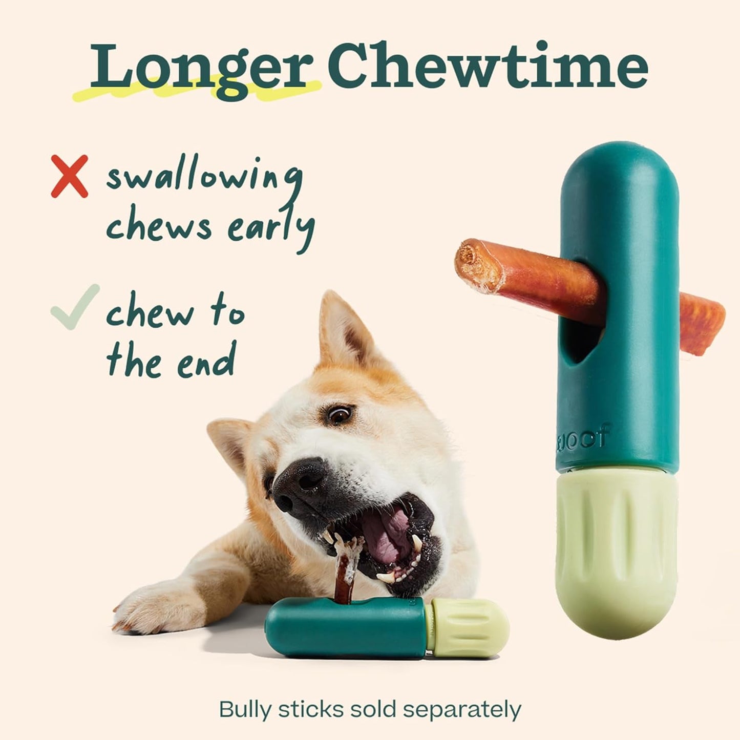 WOOF BullySafe - Bully Stick Holder - Durable Dog Chew Holder for Safe, Long-Lasting Play - Easy to Clean - No More Swallowed Ends - Best for Dogs 10+ lbs